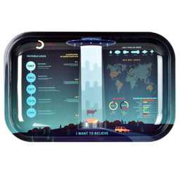 Pulsar "UFO Infographic" Metal Rolling Tray (11" x 7")