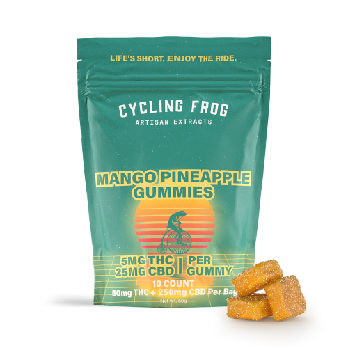 Cycling Frog Gummies: Mango Pineapple - 5mg THC + 25mg CBD