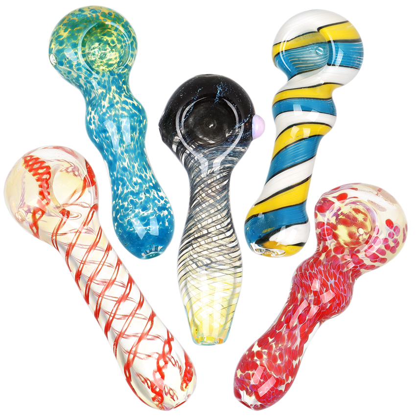 All Mixed Up Glass Spoon Pipe | 3.5" | Assorted Colors & Styles | 20ct Bundle