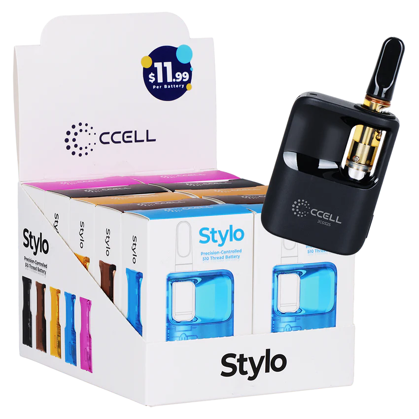 CCELL Stylo 510 Cartridge Vape Battery | 500mAh | Assorted Colors | 10ct Display