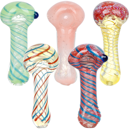 Classic Frit & Stripe Spoon Pipe | 3.5" | Assorted Designs | 40ct Bundle