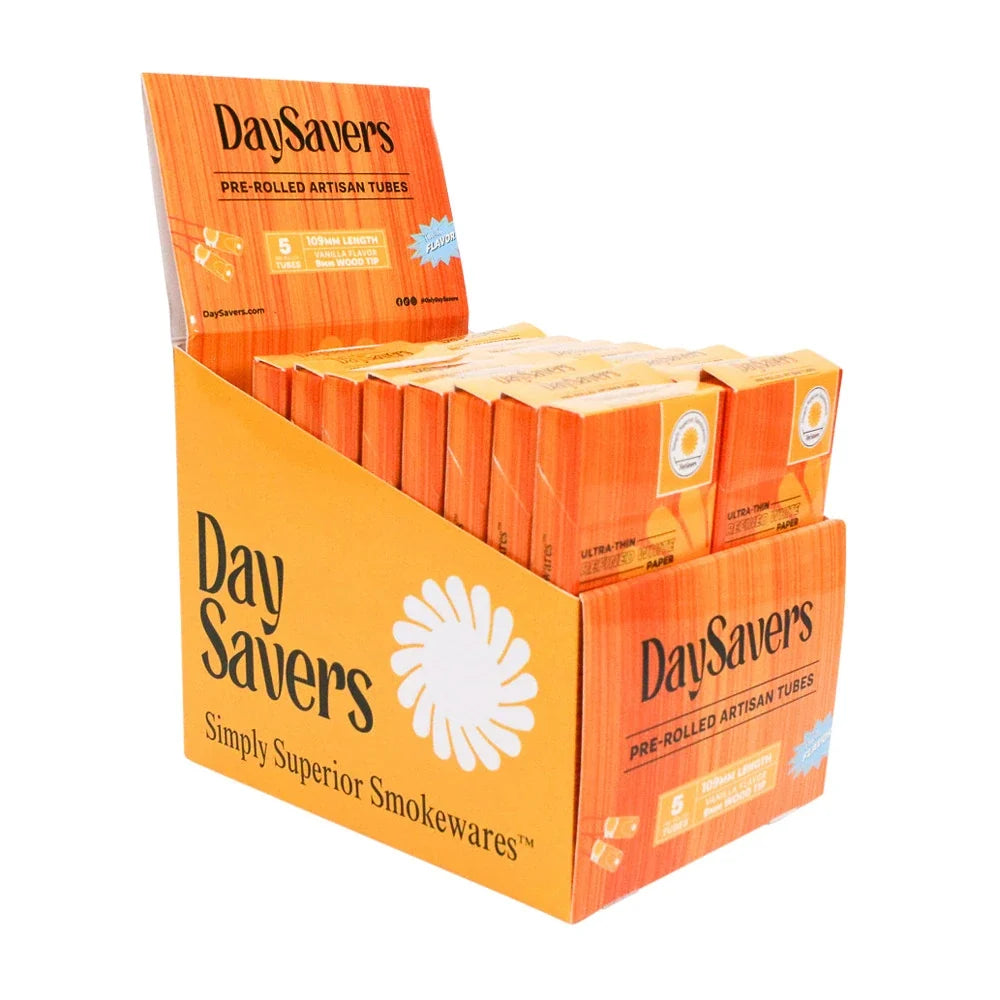 DaySavers Wholesale 109mm Tubes Vanilla Wood Tip 5 Pack 20 Count Display