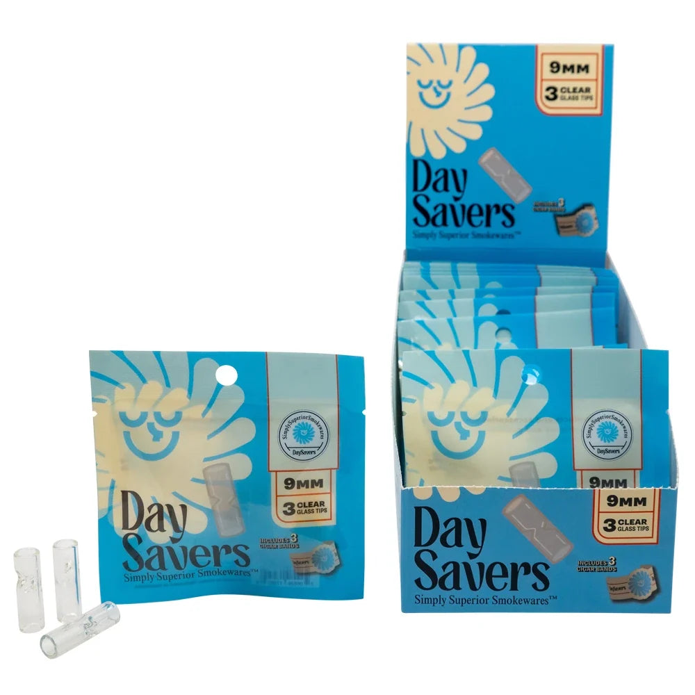 DaySavers Wholesale 9mm Glass Tips 3 Pack 20 Count Display