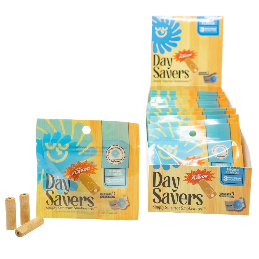 DaySavers Wholesale 9mm Wood Tips Sweetened 3 Pack 20 Count Display