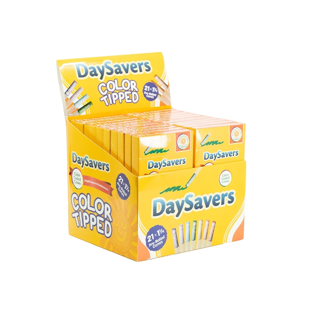 DaySavers Wholesale Half Gram Cones Color Tip 21 Pack 20 Count Display