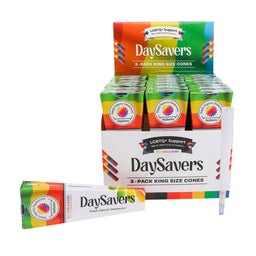 DaySavers Wholesale King Size Cones Rainbow Pride Flag 3 Pack 24 Count Display