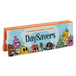 DaySavers Wholesale One and One Quarter Rolling Papers and Tips White 32 Papers 24 Count Display