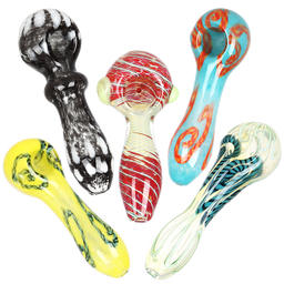 Deluxe Glass Spoon Pipe | 4" | Assorted Colors & Styles | 20ct Bundle