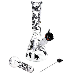 Pulsar Superstitious Kitty Glow Bong Hand Pipe Bundle