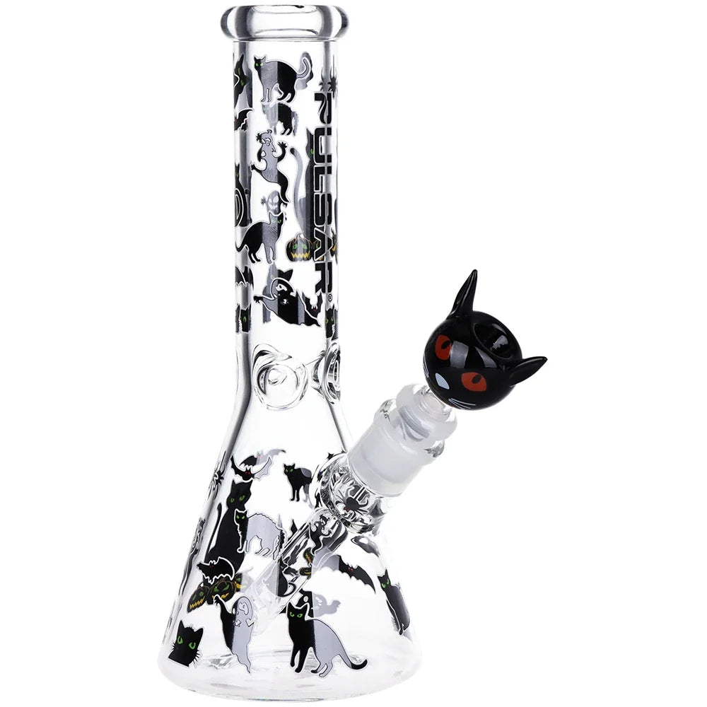 Pulsar Superstitious Kitty Glow Bong Hand Pipe Bundle