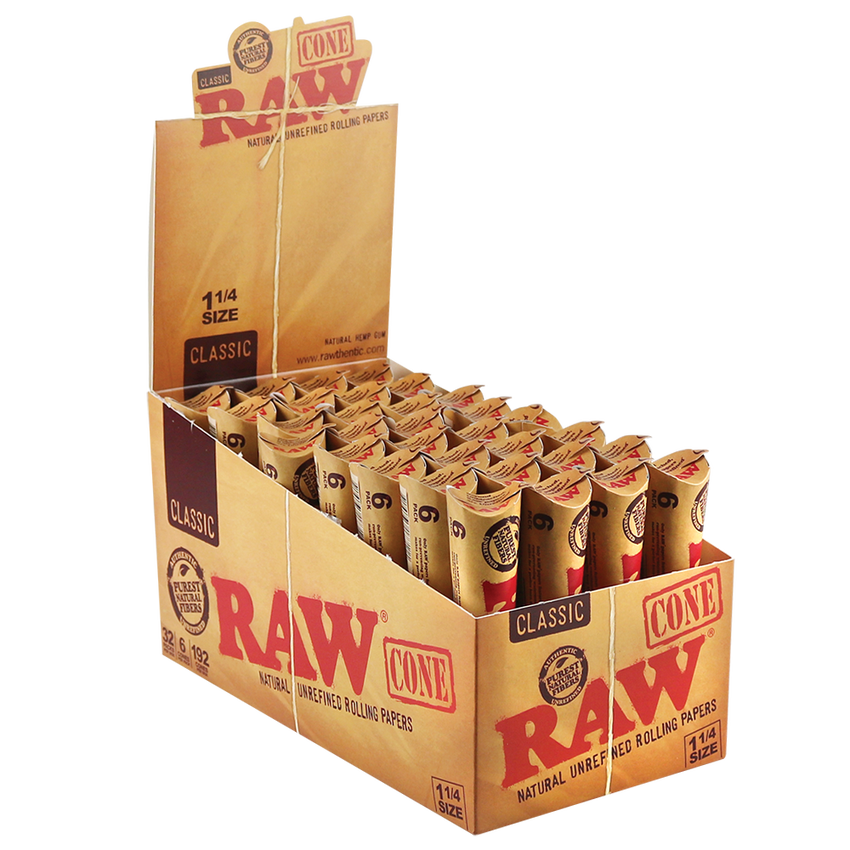 RAW Natural Unrefined Pre-Rolled Cones | 1 1/4" | 32ct Display