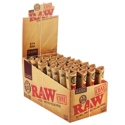 RAW Natural Unrefined Pre-Rolled Cones | 1 1/4" | 32ct Display