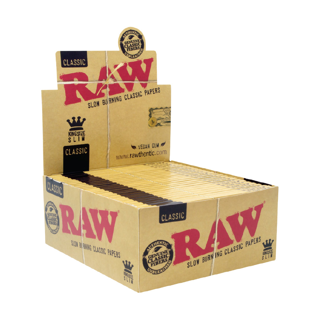 Raw Classic King Size Slim Rolling Papers | 50ct Display