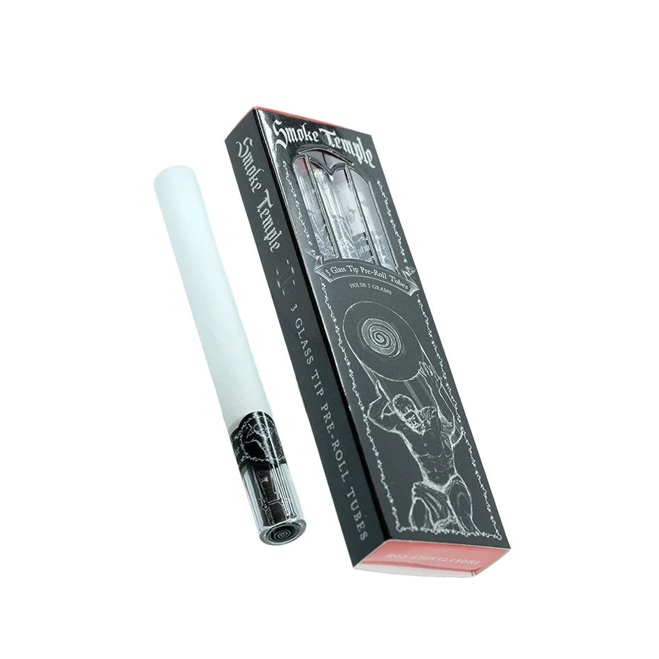 Smoke Temple Wholesale 2 Gram Pre Rolled Tubes Glass Tips Spiral Insert 3 Pack 20 Count Display