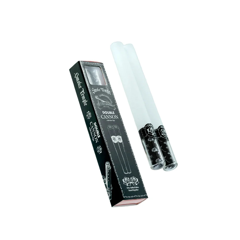Smoke Temple Wholesale Glass Tip Double Barrel Cannons White 20 Count Display