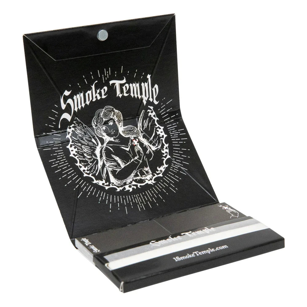 Smoke Temple Wholesale One and One Quarter Rolling Papers Tips and Tray White 32 Papers 20 Count Display