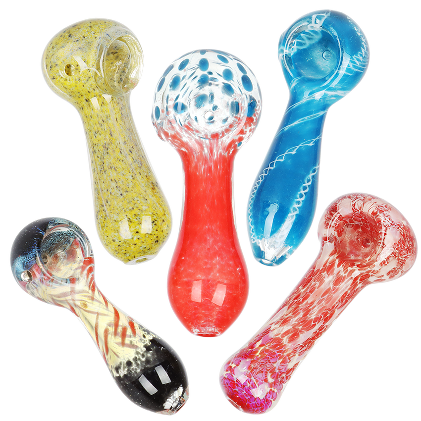 Spectrum Glass Spoon Pipe | 3.5" | Assorted Colors & Styles | 40ct Bundle